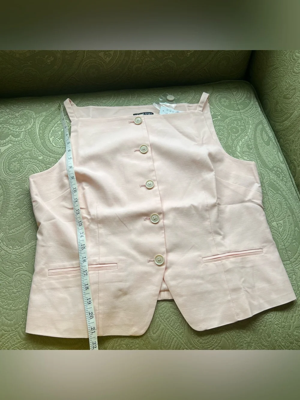 NWT J. Crew Button Up Cutaway Tank Top Gramercy Linen Blend Size 16